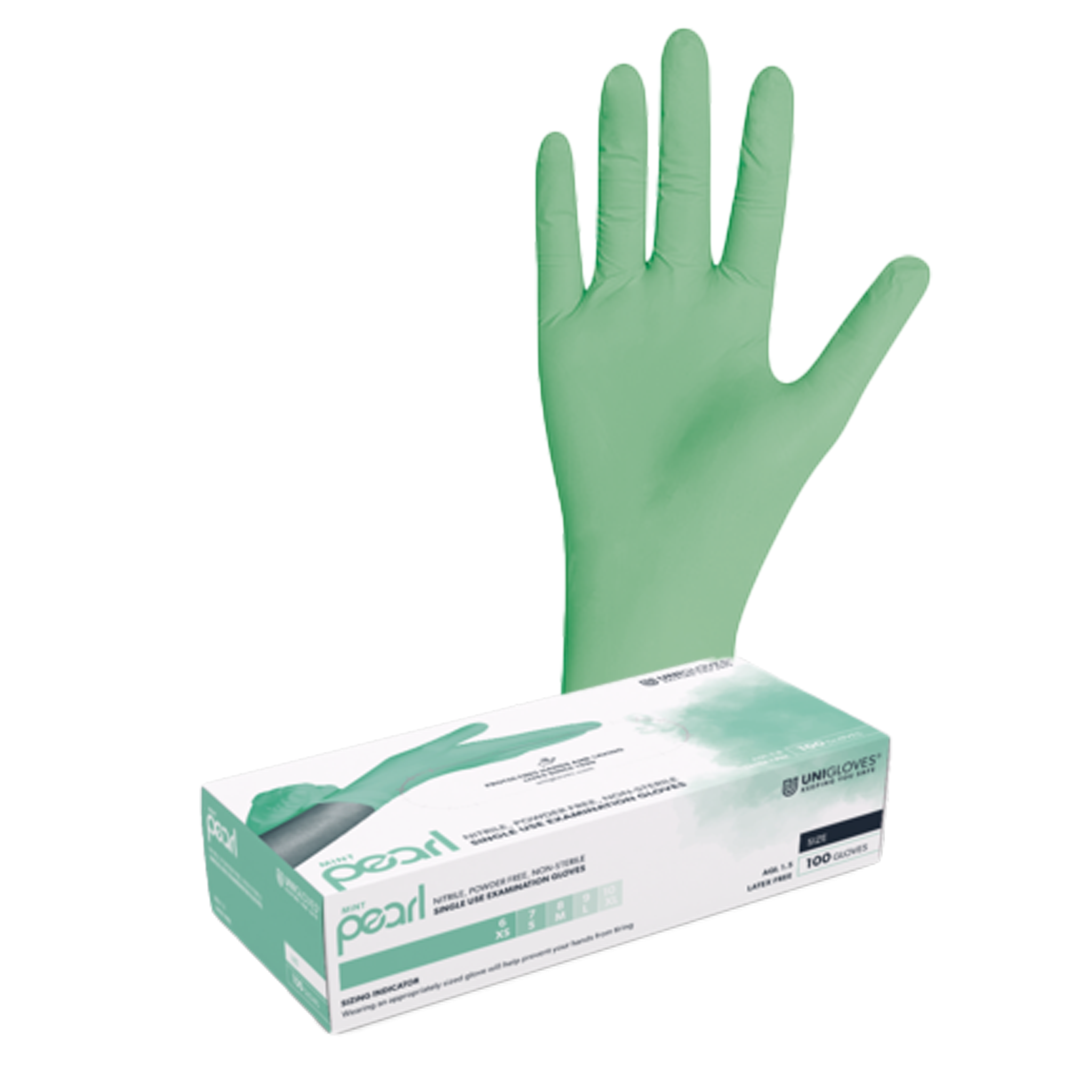 Unigloves MINT PEARL Nitrilhandschuhe 8-9 Large 100 Stück/Box