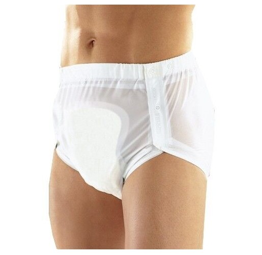 Suprima PVC Inkontinenz Slip Unisex Seitlich knöpfbar Gr. S - L Weiß  1250