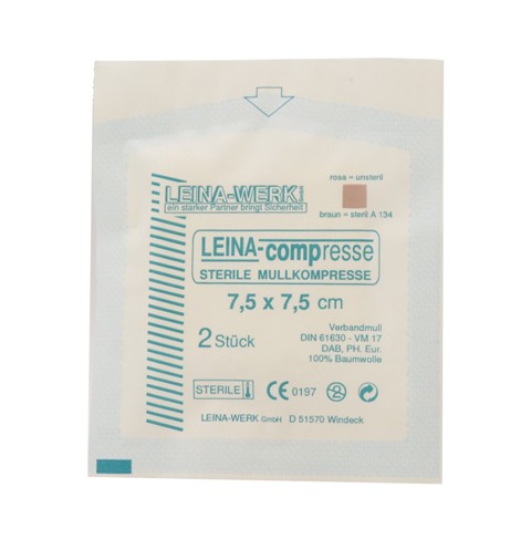 Mullkompressen | 7,5 cm x 7,5 cm | Steril | 2 Stück/Packung