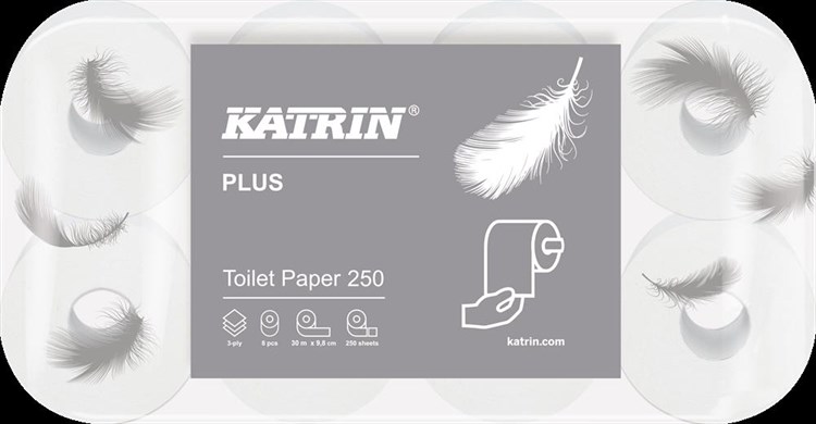 Toilettenpapier | KATRIN Plus Toilet  | Hochweiss | 3-lagig | 48 Rollen/Beutel