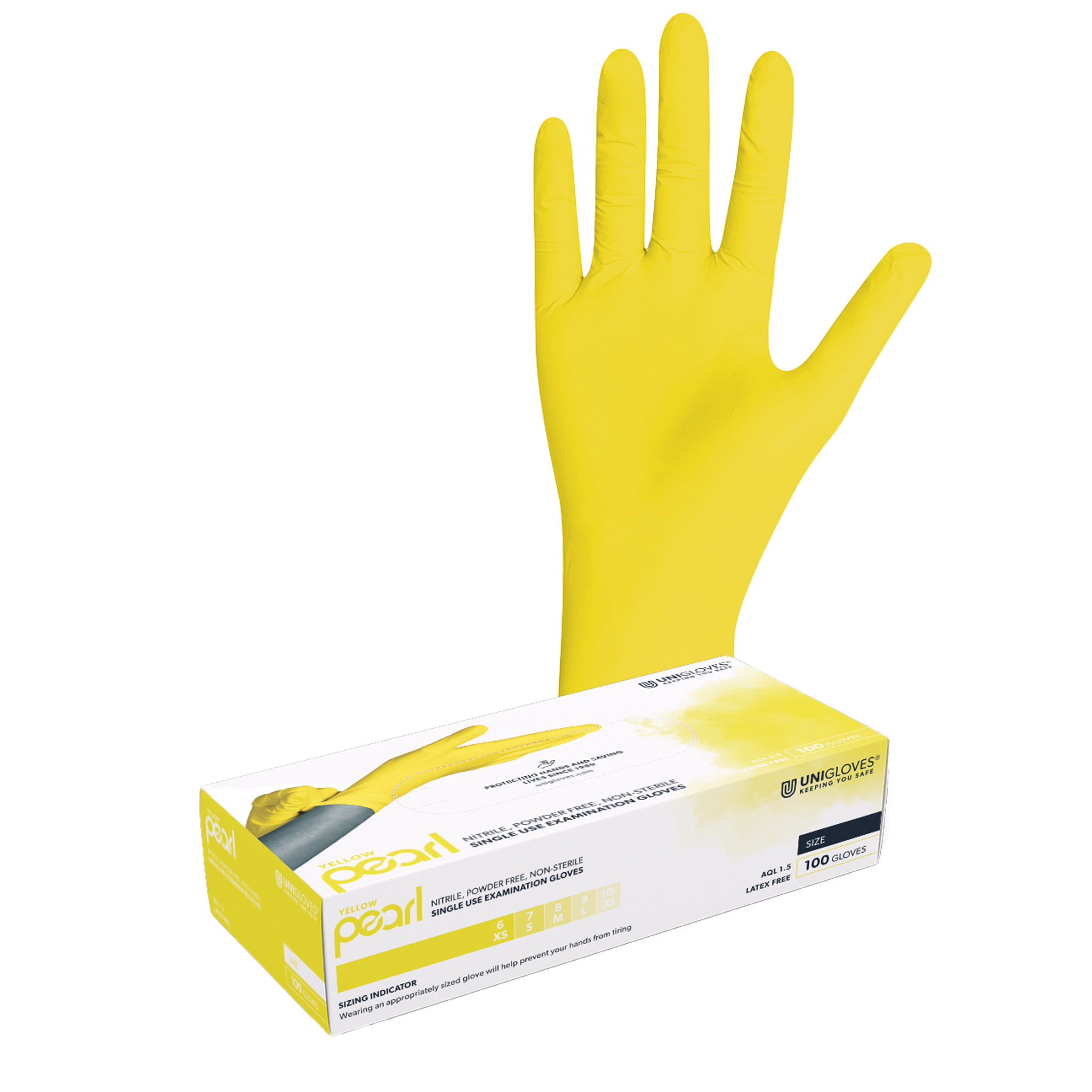 Unigloves YELLOW PEARL Nitrilhandschuhe 8-9 Large 100 Stück/Box