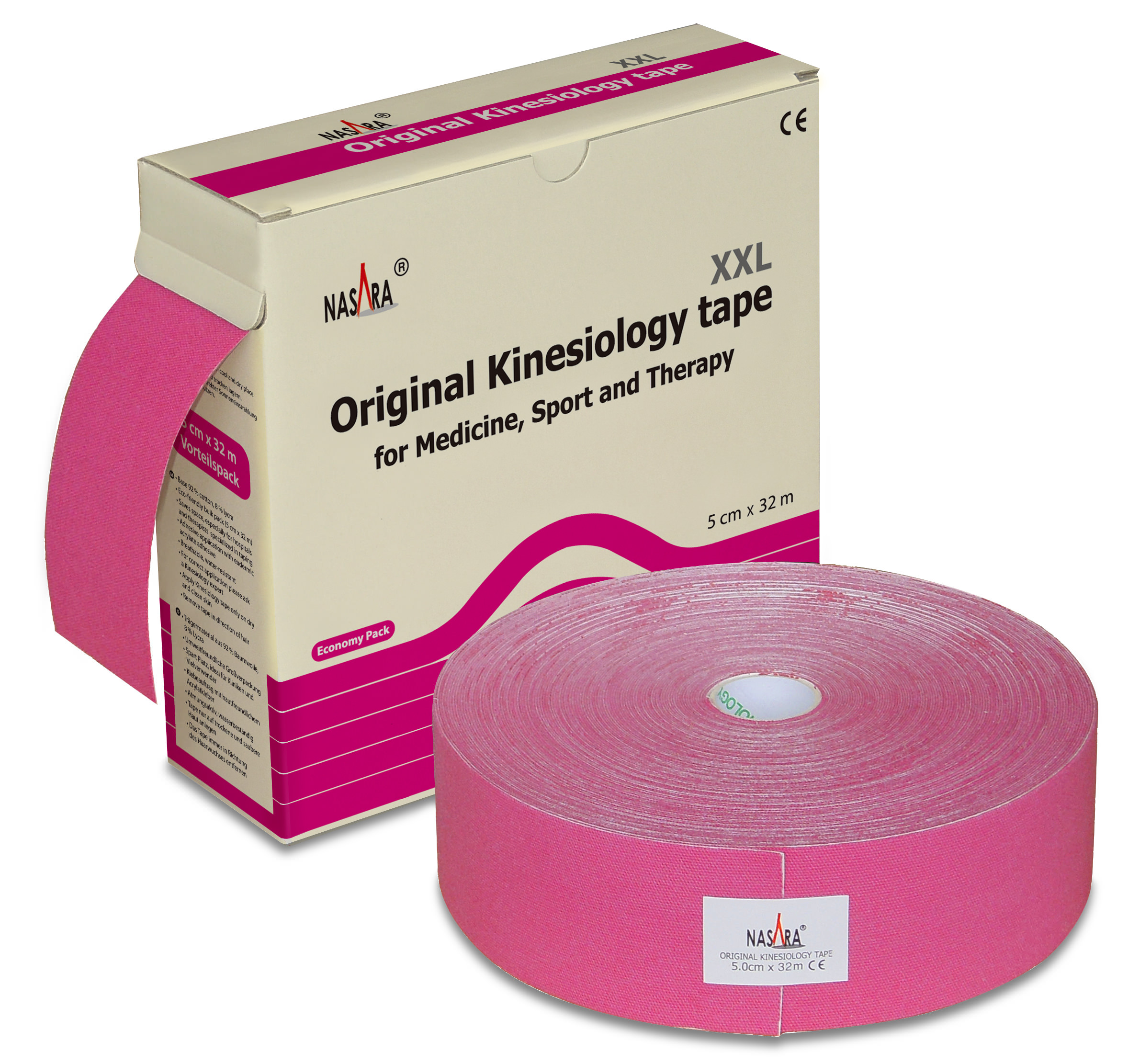 Nasara Kinesiologie Tape XXL Großrolle 5 cm x 32 m ver. Farben
