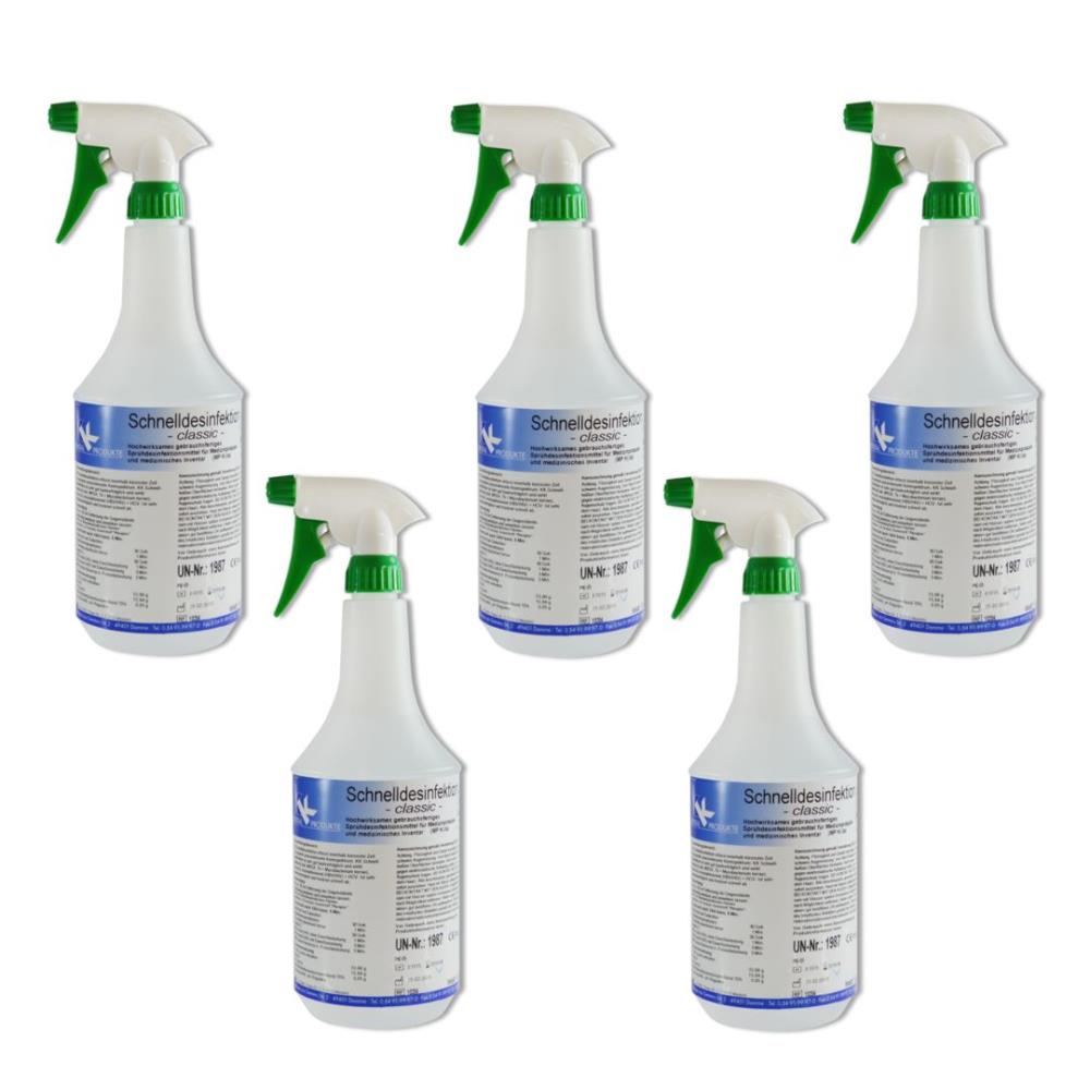 KK Schnelldesinfektion in praktischer Sprühflasche 5 x 1 Liter Duft: Classic