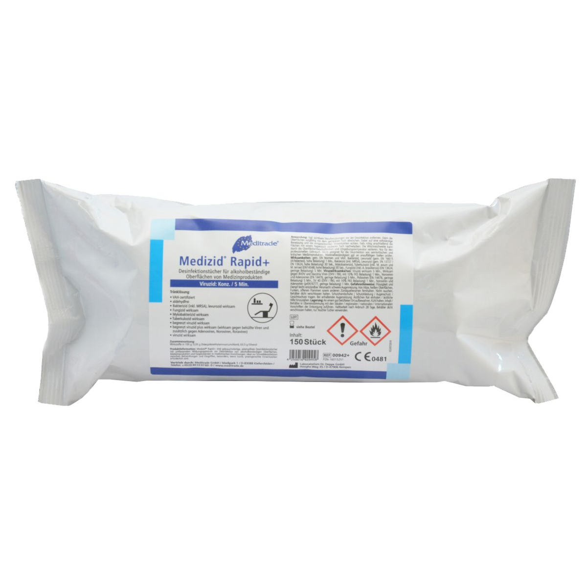 Medizid Rapid+ Desinfektionstücher | Nachfüllpackung | 150 Tücher