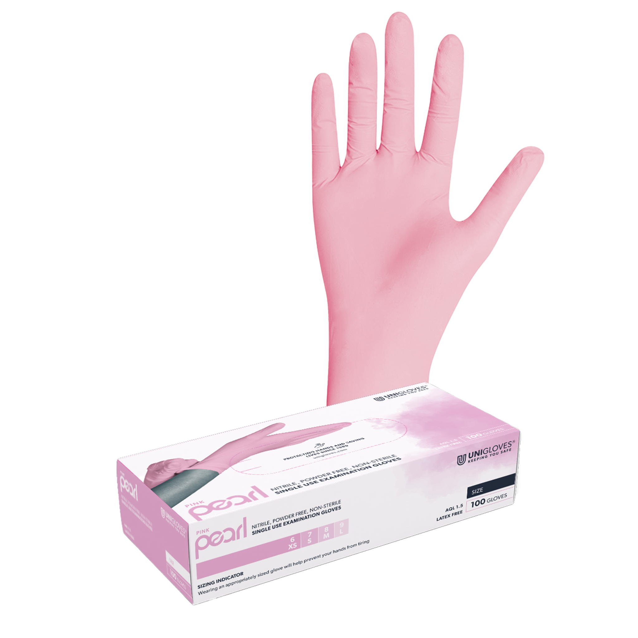 Unigloves PINK PEARL Nitrilhandschuhe 8-9 large 100 Stück/Box