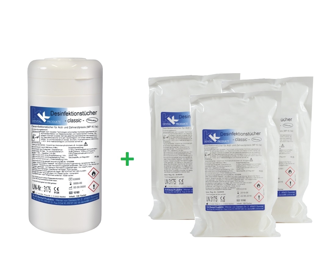 KK Desinfektionstücher 1 Dose mit 120 Tücher + 3 Nfb. 120 St. Duft Classic