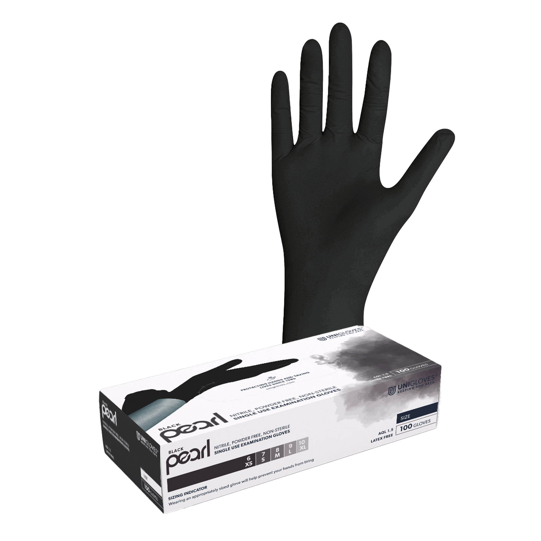 Unigloves BLACK PEARL  Nitrilhandschuhe 8-9 Large 100 Stück/Box