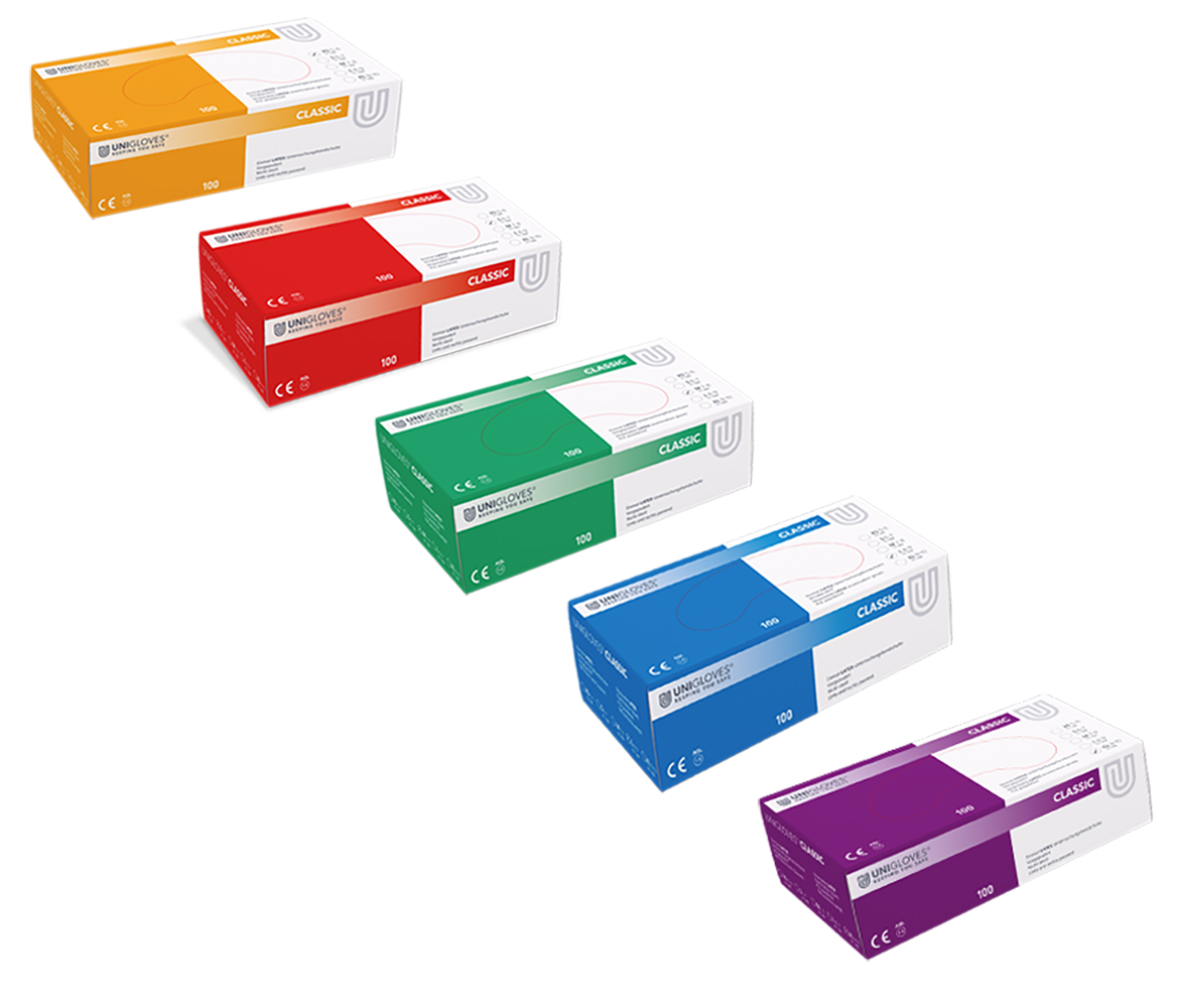 Unigloves Latexhandschuhe CLASSIC Box mit 100 St.  Gr. XS-XL