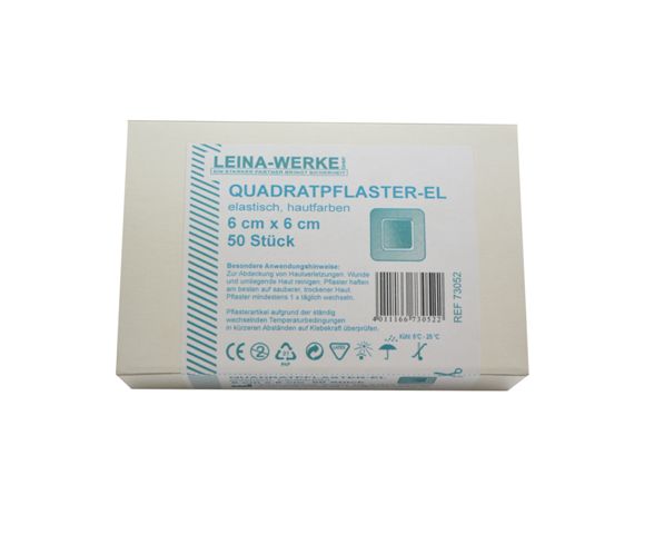 Quadratpflaster | Elastisch | Hautfarben | 6 cm x 6 cm | 50-teilig | 73052