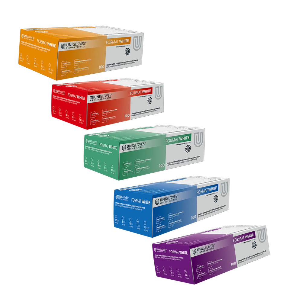Unigloves Nitrilhandschuhe FORMAT WHITE XS-XL 100 Stück/Box