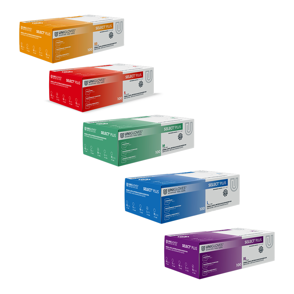 Unigloves Select Plus Latexhandschuhe XS - XL 100 Stück/Box