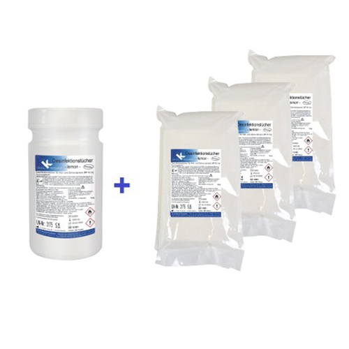 KK Desinfektionstücher JUMBO  Dose 200 St. + 3x Nfb. 200 St. 200 x 270 mm Duft Lemon