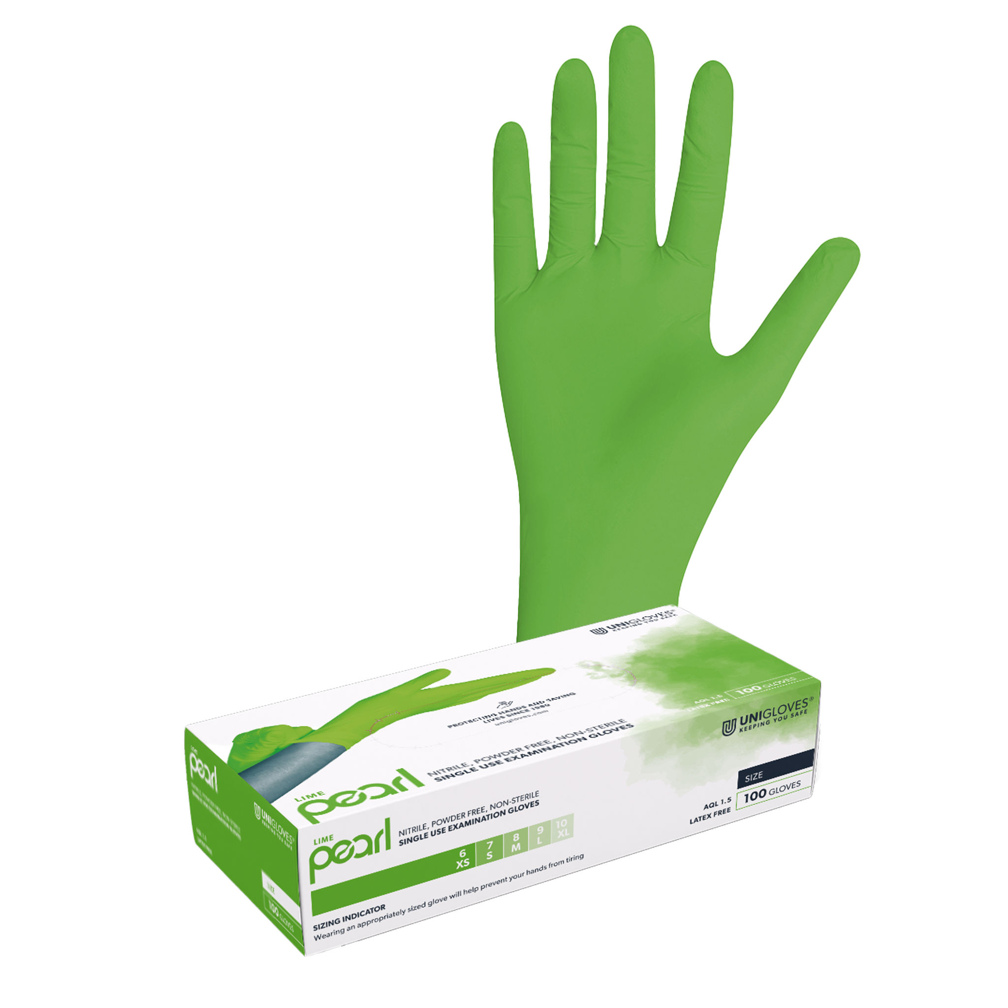 Unigloves GREEN/LIME PEARL Nitrilhandschuhe 5-6 X-Small 100 Stück/Box